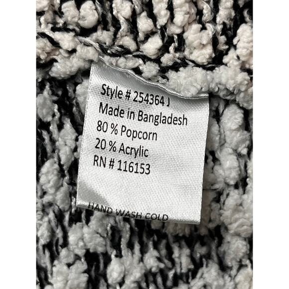 Poof Open front Long‎ cardigan Womens Medim Popcorn Black White Sweater Layers - Picture 7 of 7